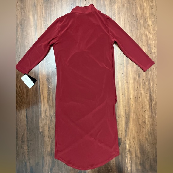 Clara Sunwoo Crossover Tulip Hem Dress Size 4-6 Merlot Wrap Bodycon USA Fall NWT - Picture 10 of 15